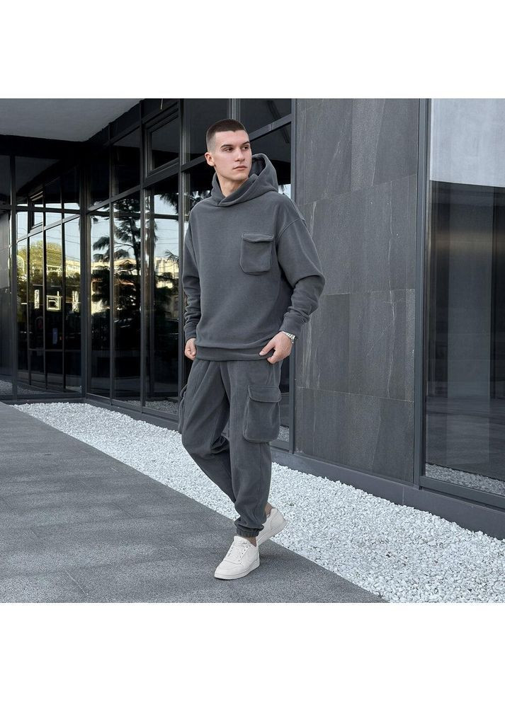 Мужской зимний спортивный костюм флисовый серый Freedom (366449501)