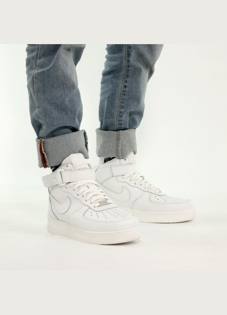 Кросівки зимові жіночі і чоловічі Nike Air Force 1 winter high white fur | Найк Аір Форс 1 високі білі з хутром No Brand білі зими (309006086)