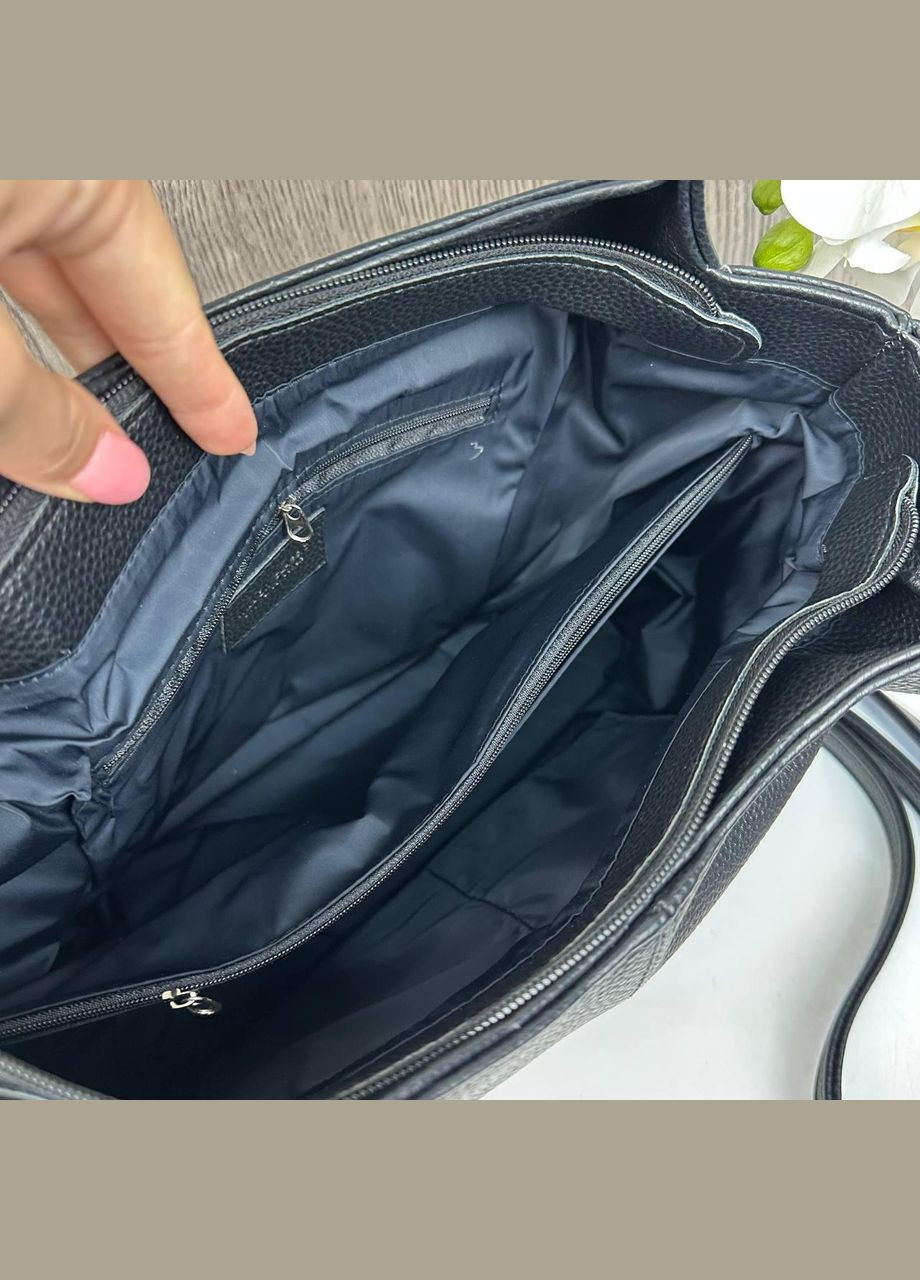 Класична жіноча сумка з екошкіри з плечовим ременем чорна (sku_1686) No Brand (330576529)