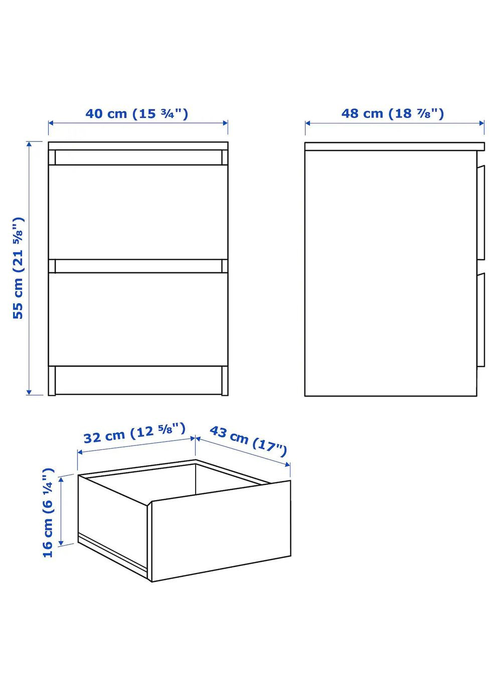 Комод ІКЕА MALM 40х55 см (80214549) IKEA (278407639)