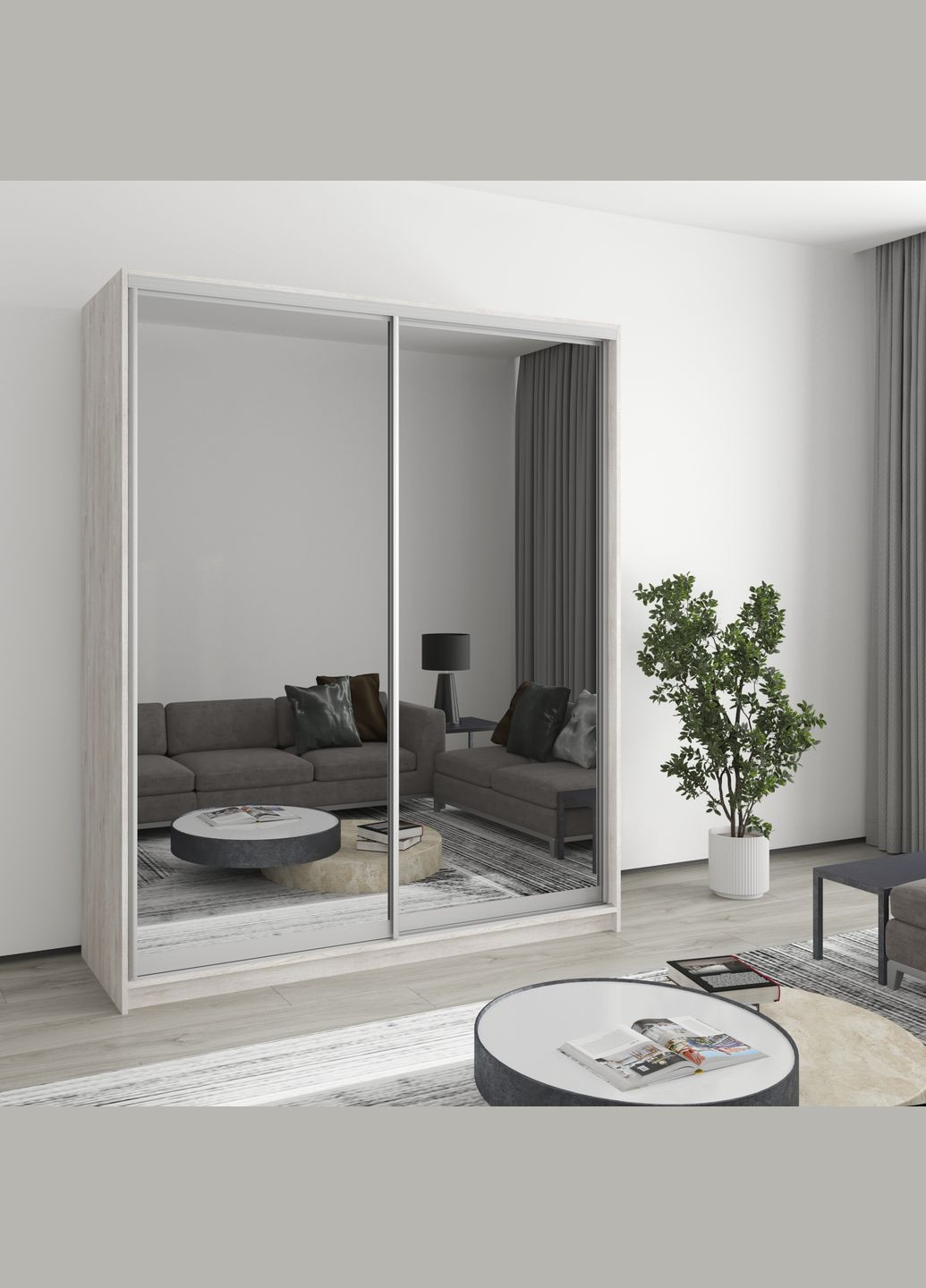 Шкаф-купе двухдверный Комбо AL 2 Зеркала 170x45x210 см (MBS-2792) MebelStar (346288816)