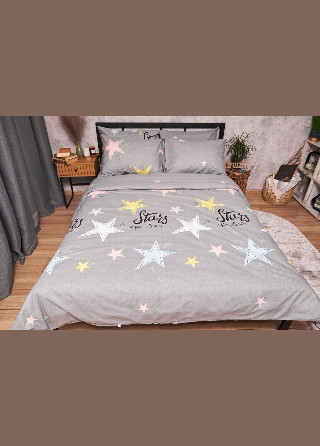 Комплект постельного белья Бязь Gold Люкс «Gray Stars» Детский 110х140 наволочки 2х40х40 (MS-830000100) Moon&Star graystars (293173179)
