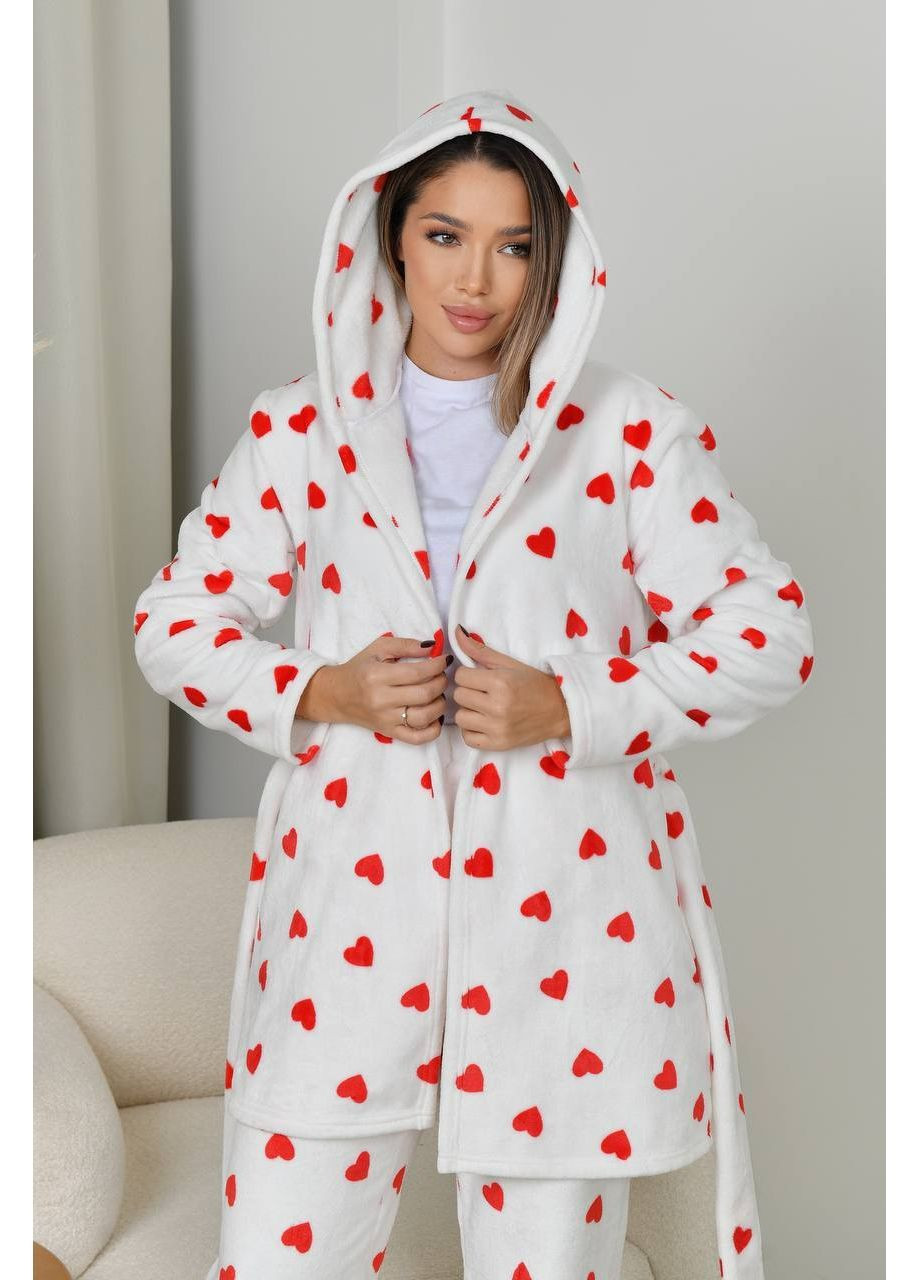 Червона домашній костюм штани теплі і халат . піжама жіноча махрова No Brand