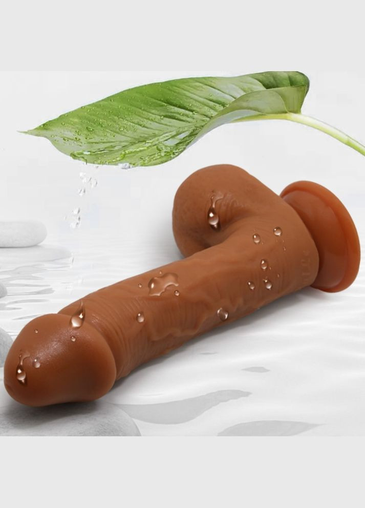 Коричневый фаллоимитатор на присоске с мошонкой "JOHNSON" LyBaile (298794126)