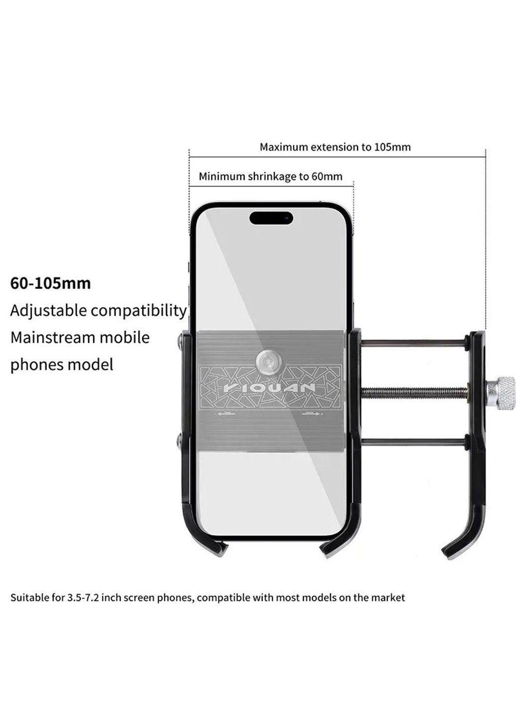 Велодержатель для телефона 55-105мм, крепеж в шток, ALU, черный ESLNF (359456599)
