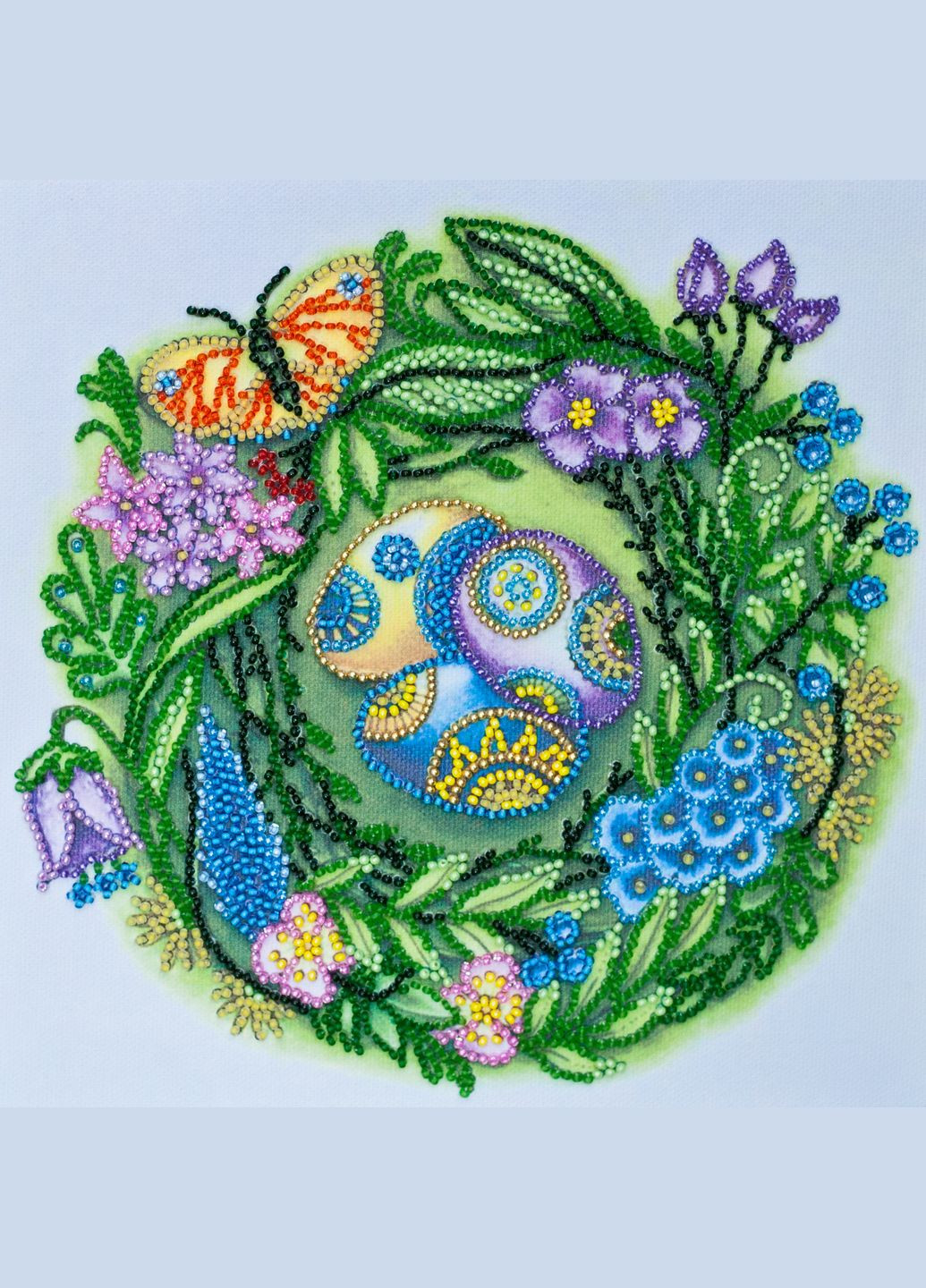Набір-міді для вишивання бісером на натуральному художньому холсті "Великодній віночок" Abris Art (299471859)