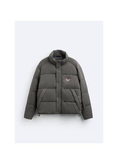 Сіра стьобана куртка з нашивкою Zara