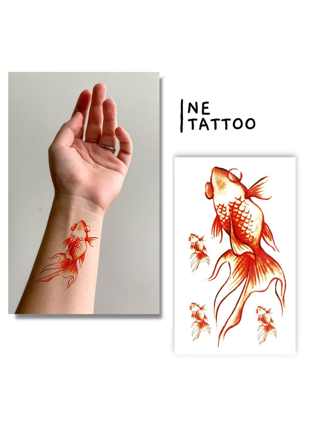 Временная водостойкая тату "Золотая рыбка" No Brand (314879029)