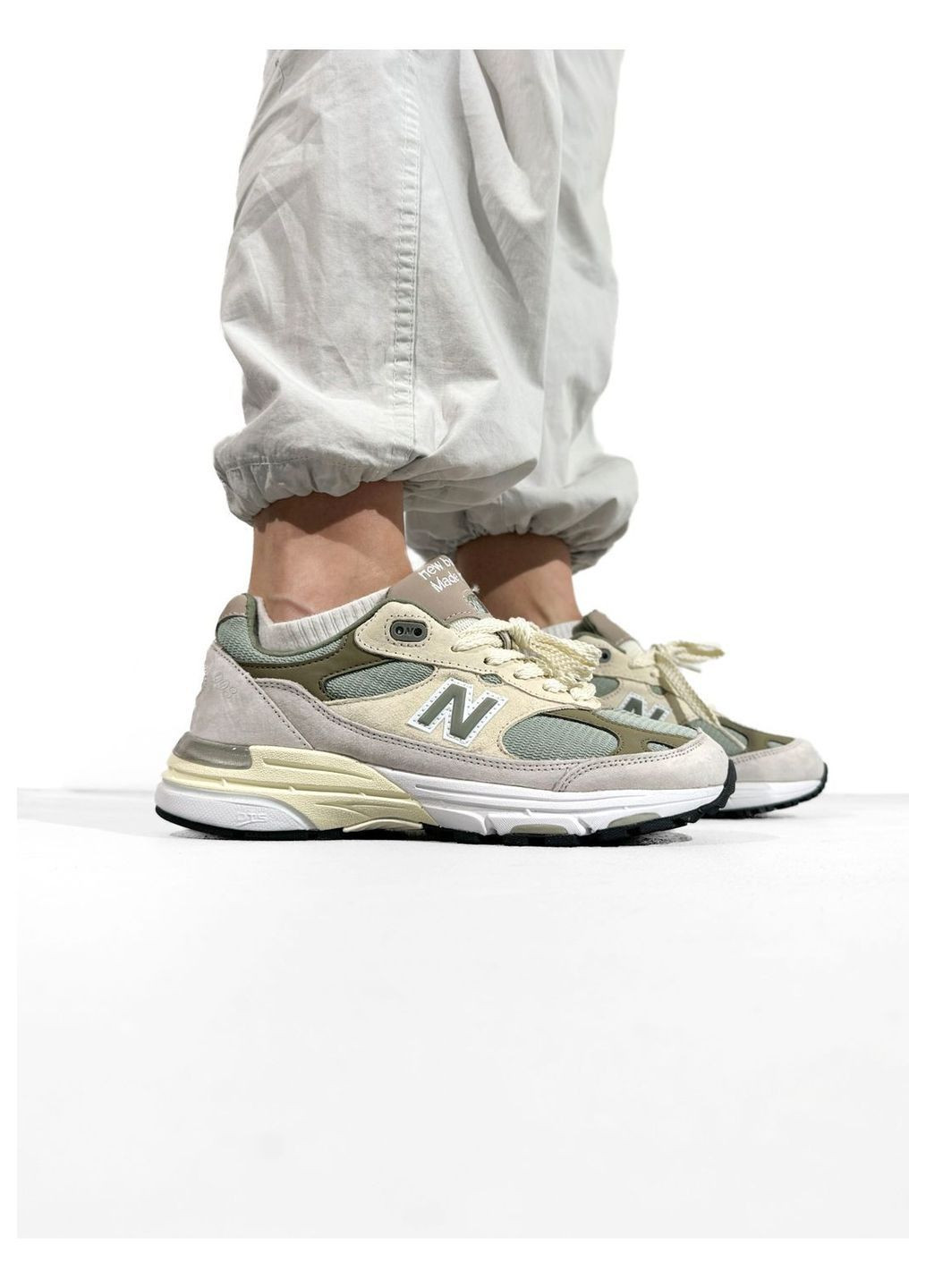 Бежеві всесезонні кросівки new balance No Brand 993 Beige/Mint/Grey