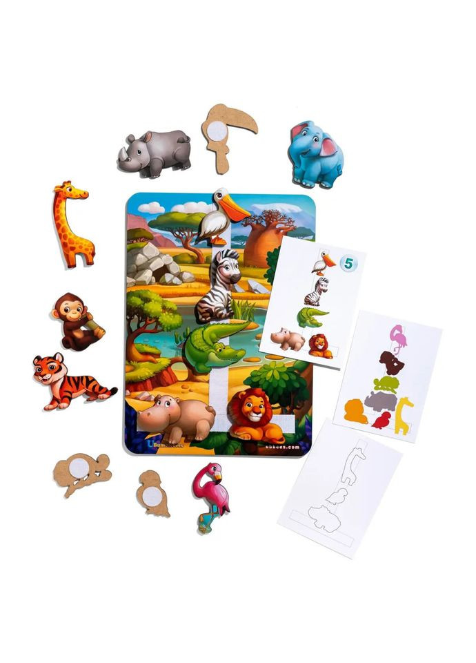 Дерев'яна настільна гра "Повтори за схемою - Африка" (ПСД178) PSD178 на липучках Ubumblebees (315022951)