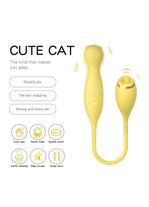 Двосторонній гнучкий багатофункціональний вібратор 3в1 жовтого кольору для клітора/сосків/ануса/стимуляції пінису Lilo (334708430)