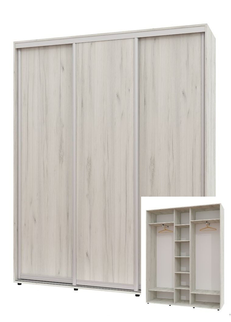 Шкаф-купе трехдверный 200*45*240 см Дуб крафт белый 3 двери ДСП ШК-04 Алекса (356770345)