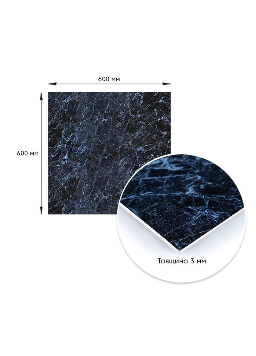 Декоративная ПВХ плита черный мрамор 600*600*3mm (S) SW-00001625 No Brand (361663998)