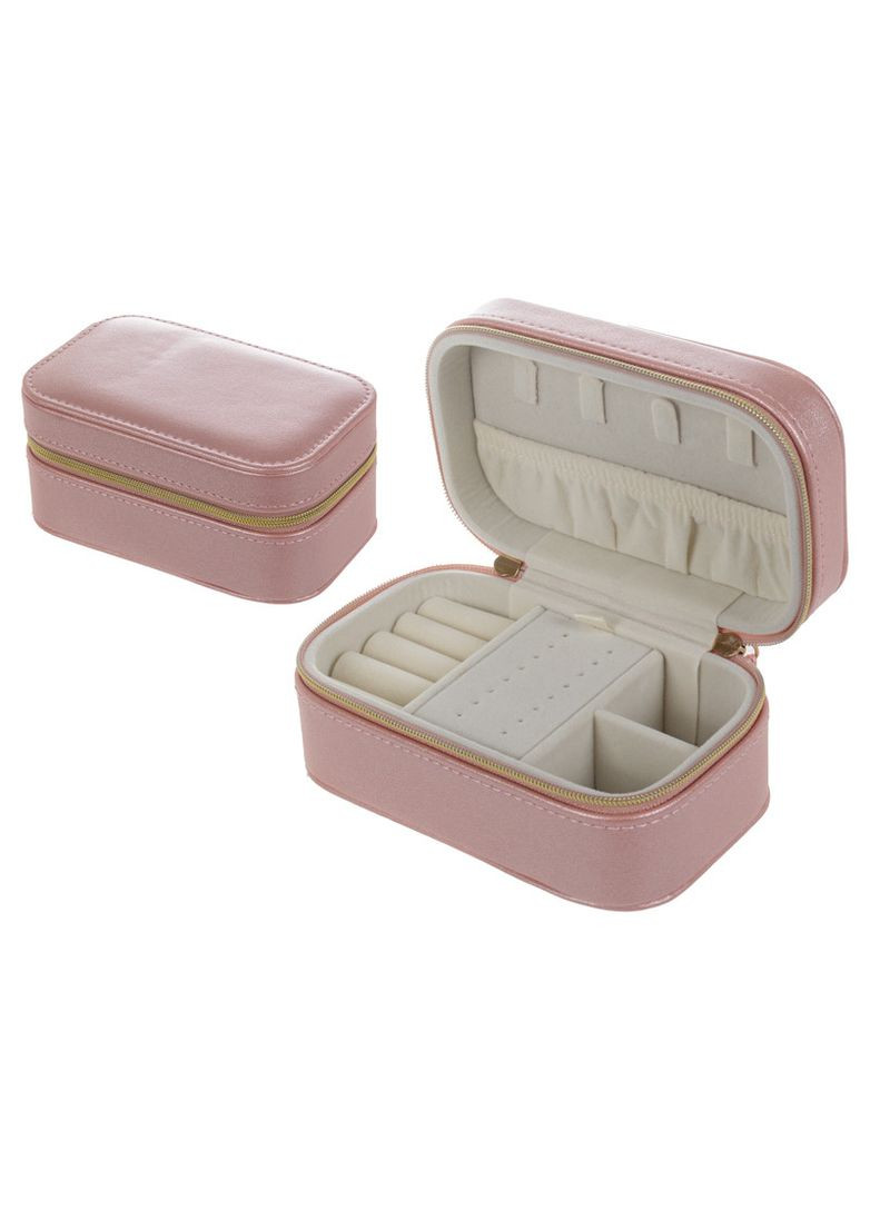 Шкатулка органайзер для украшений из кожзама 13х8х6 см 11819-023 розовая Lefard (346531400)