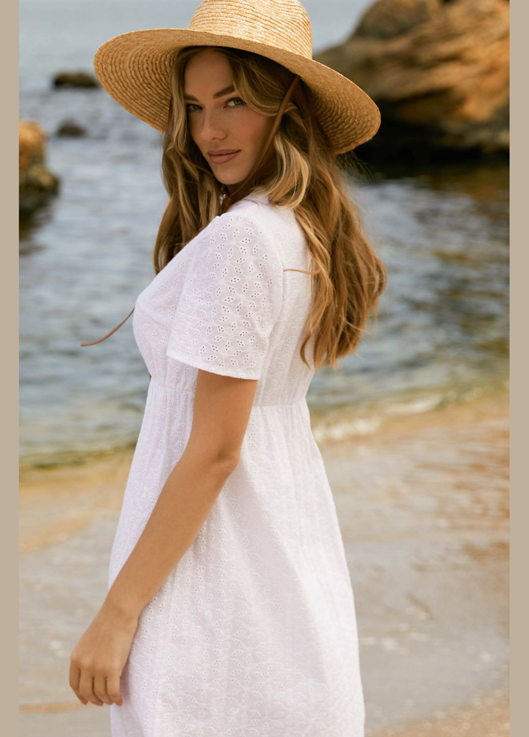 Белое повседневный платье ST-Seventeen однотонное