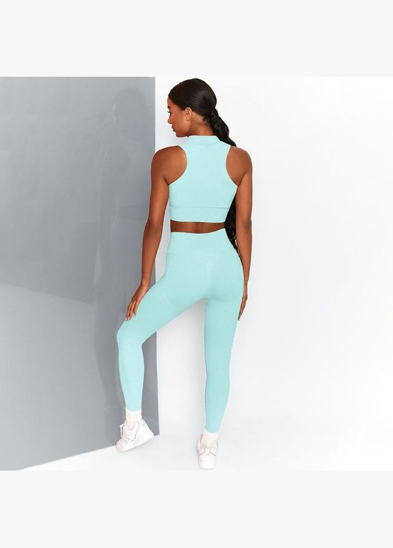 Комплект для фитнеса (спортивный костюм) топ и леггинсы 8344 L бирюзовый Fashion (336547496)