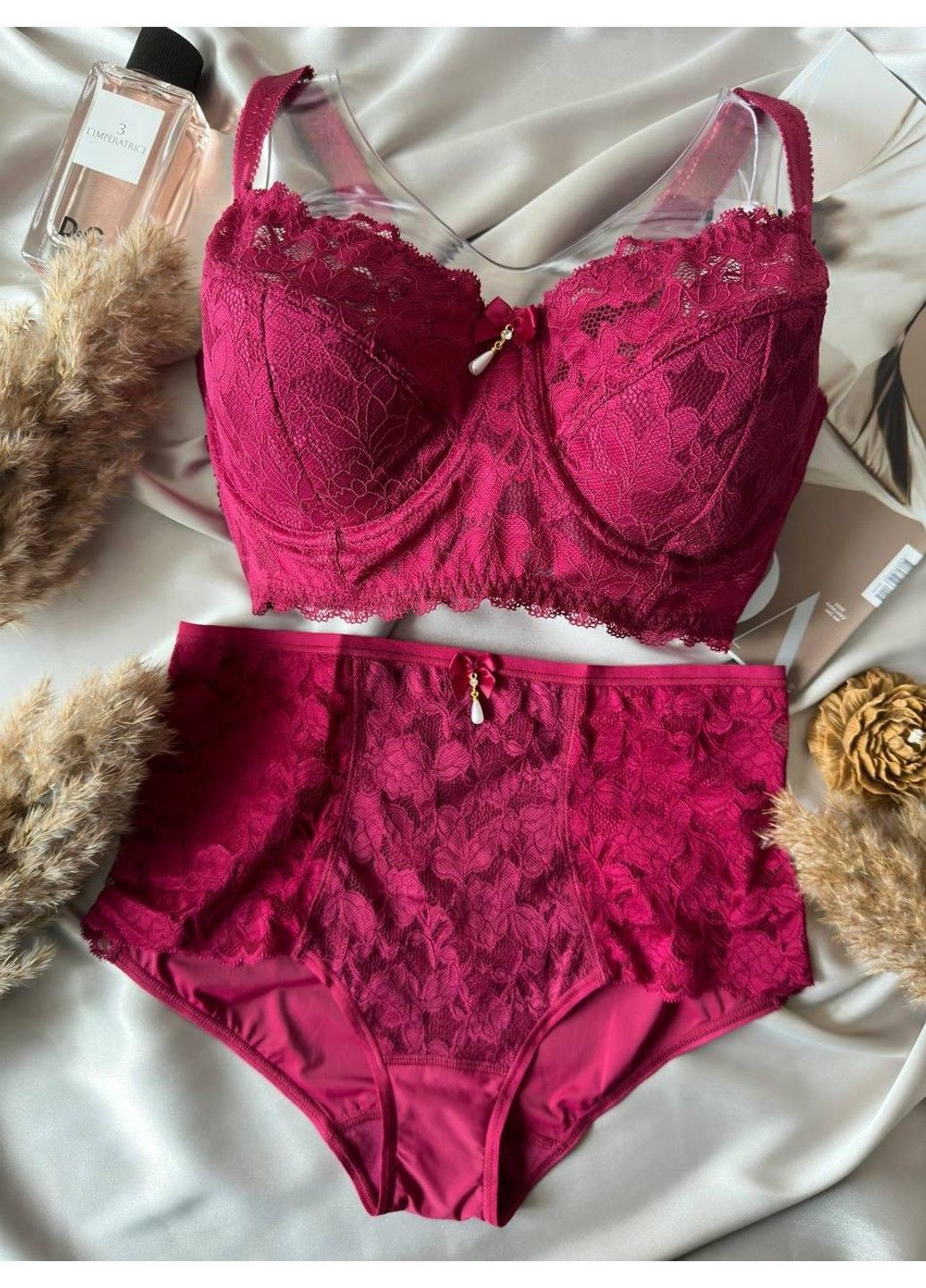 Бордовий жіноча бордова білизна комплект великого розміру Lanny Mode