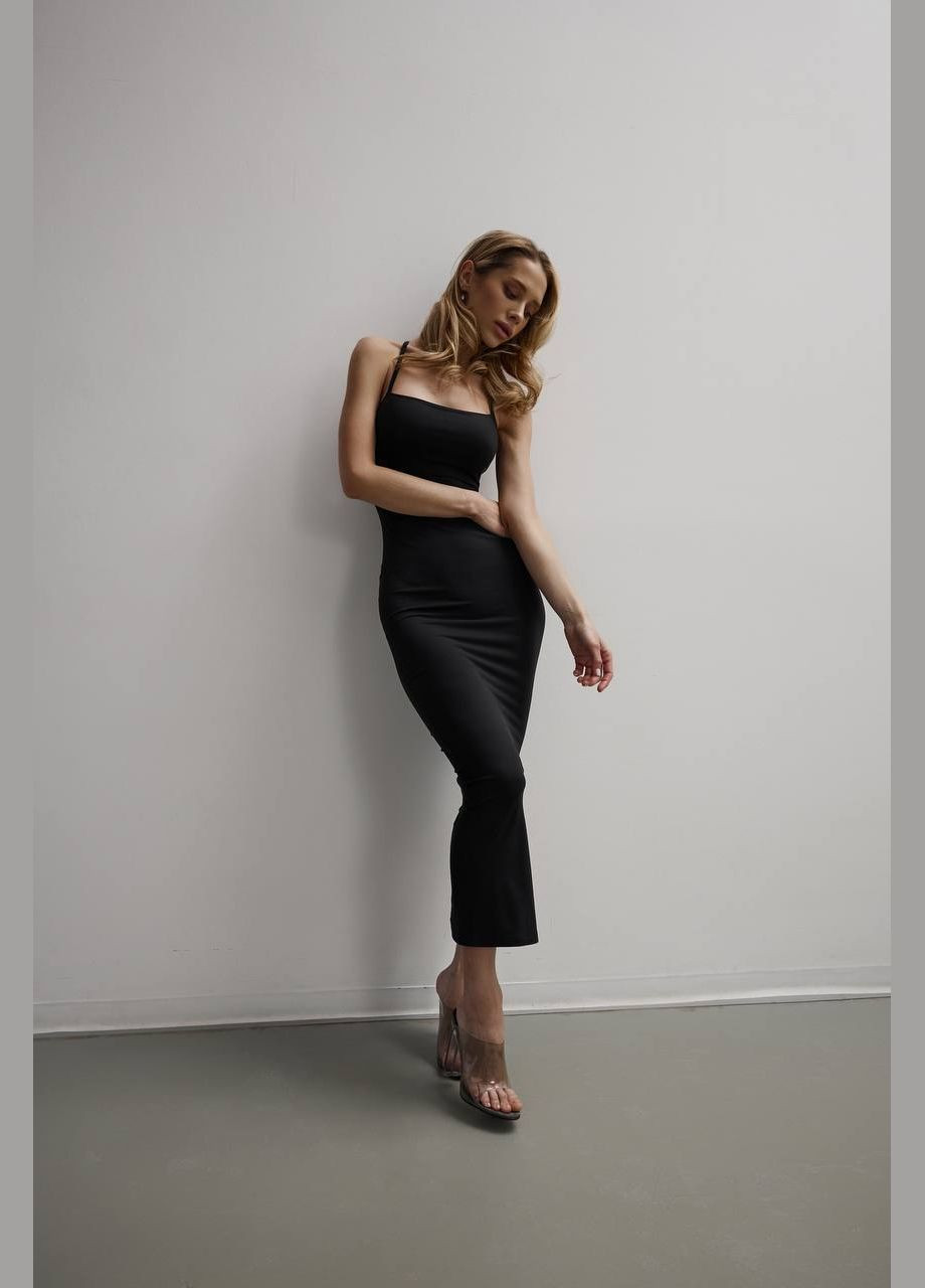 Черное повседневный, кэжуал платье футляр No Brand однотонное