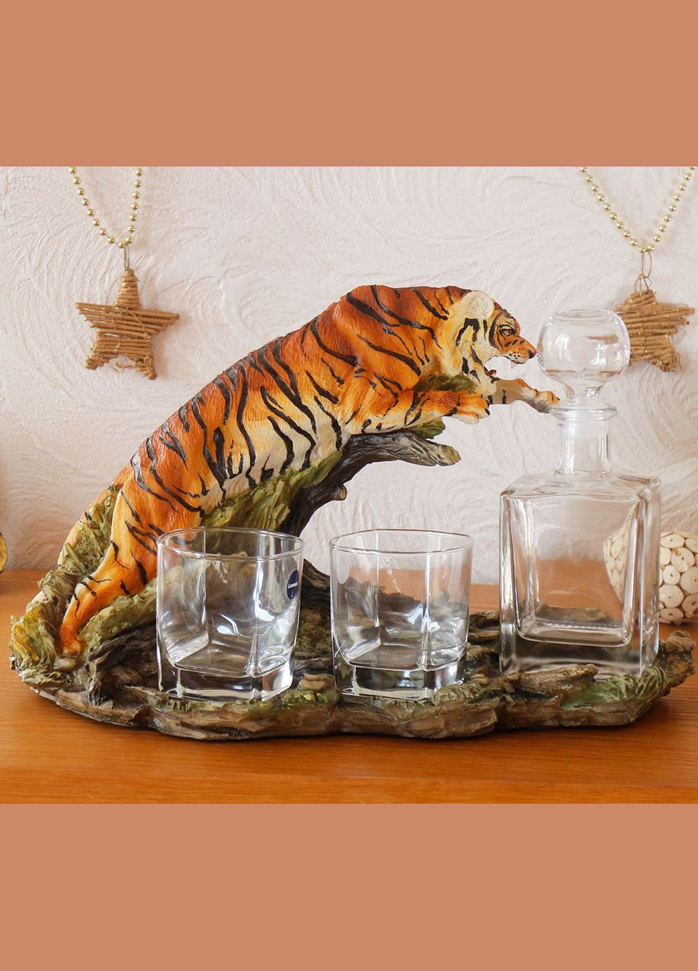 Штоф Тигр у стрибку подарунковий набір для алкоголю 43 см (ШП415 цв) Гранд Презент (282743540)
