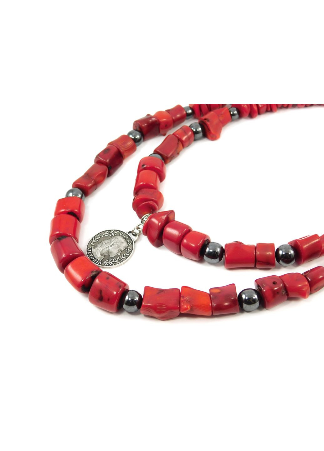 Намисто "Червона пантера" Корал, Гематит Fursa fashion (352166394)