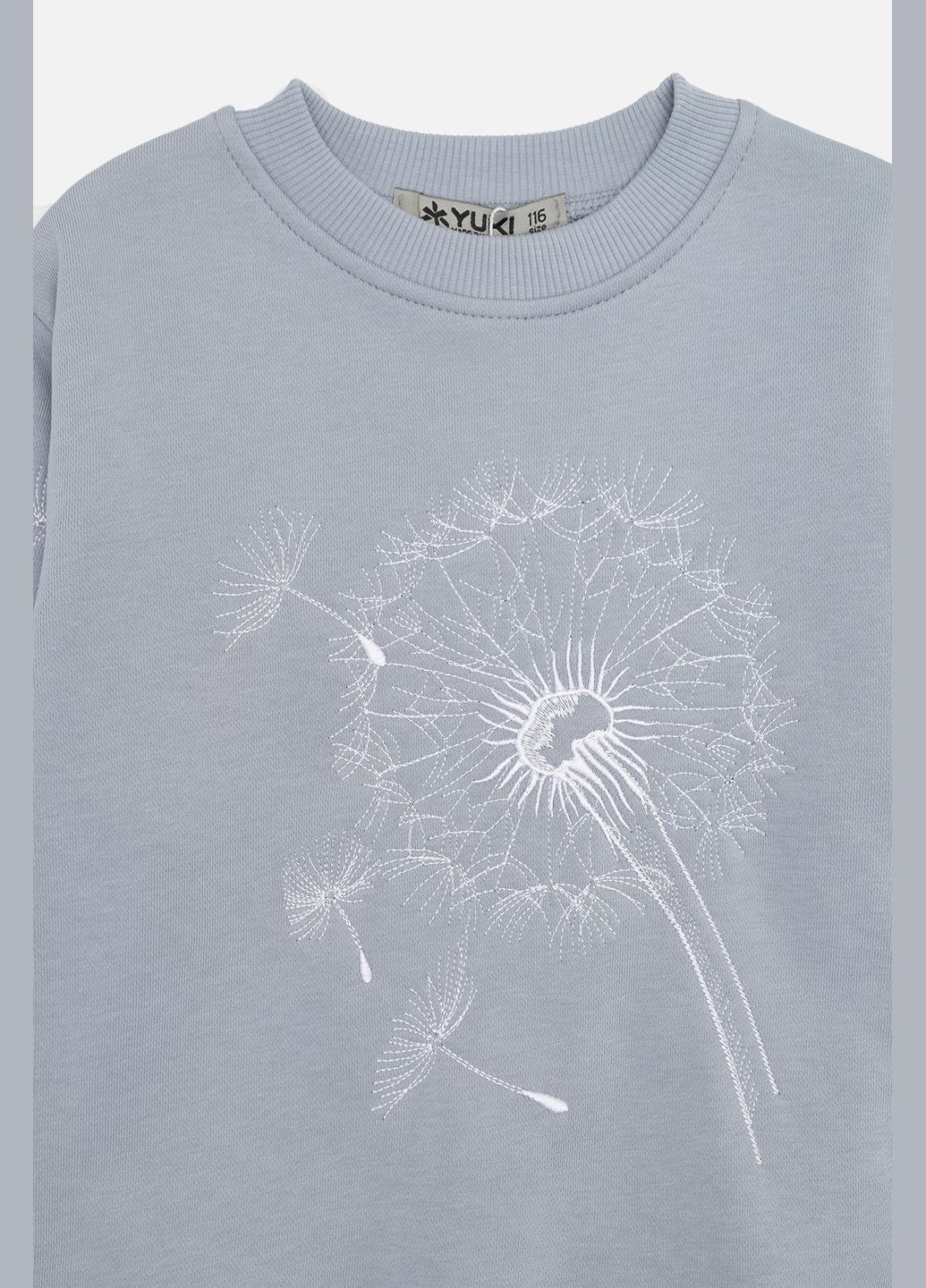 Yuki свитшот для девочки цвет серый cb-00269706 серый трикотаж