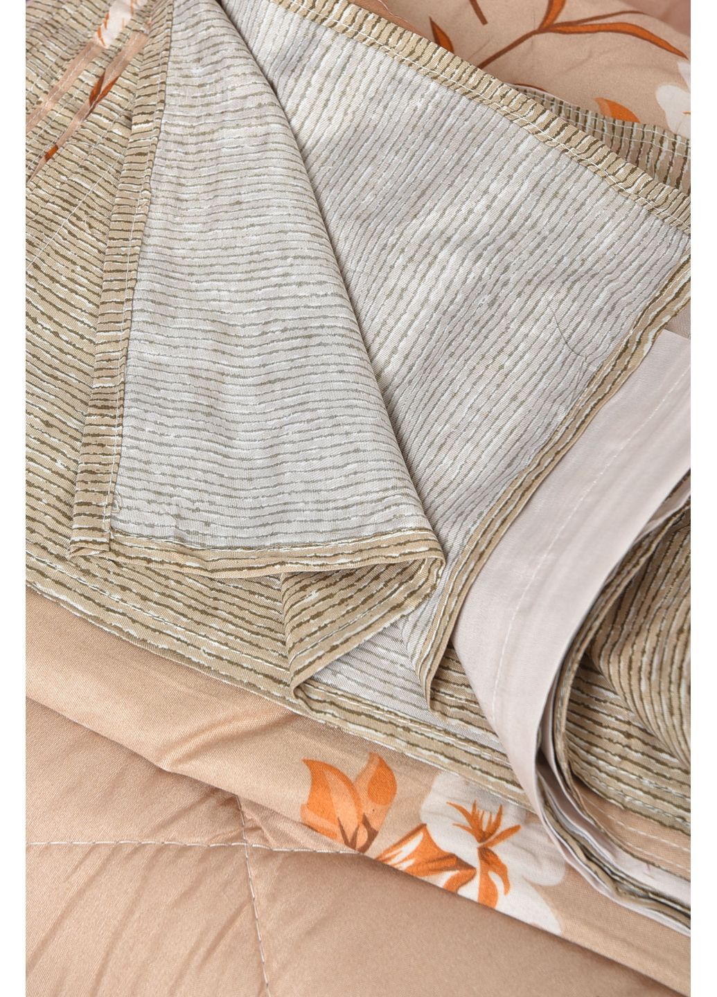 Комплект постільної білизни з ковдрою темно-бежевого кольору євро Let's Shop (300512773)