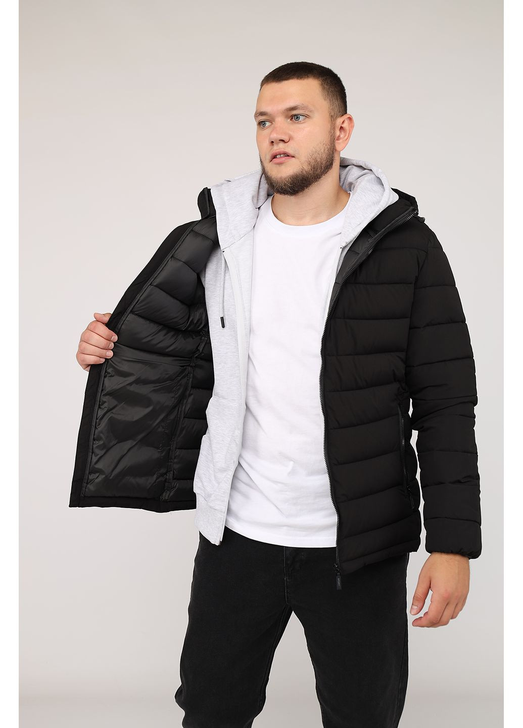 Чорна демісезонна куртка чоловіча колір чорний cb-00276117 Yuki