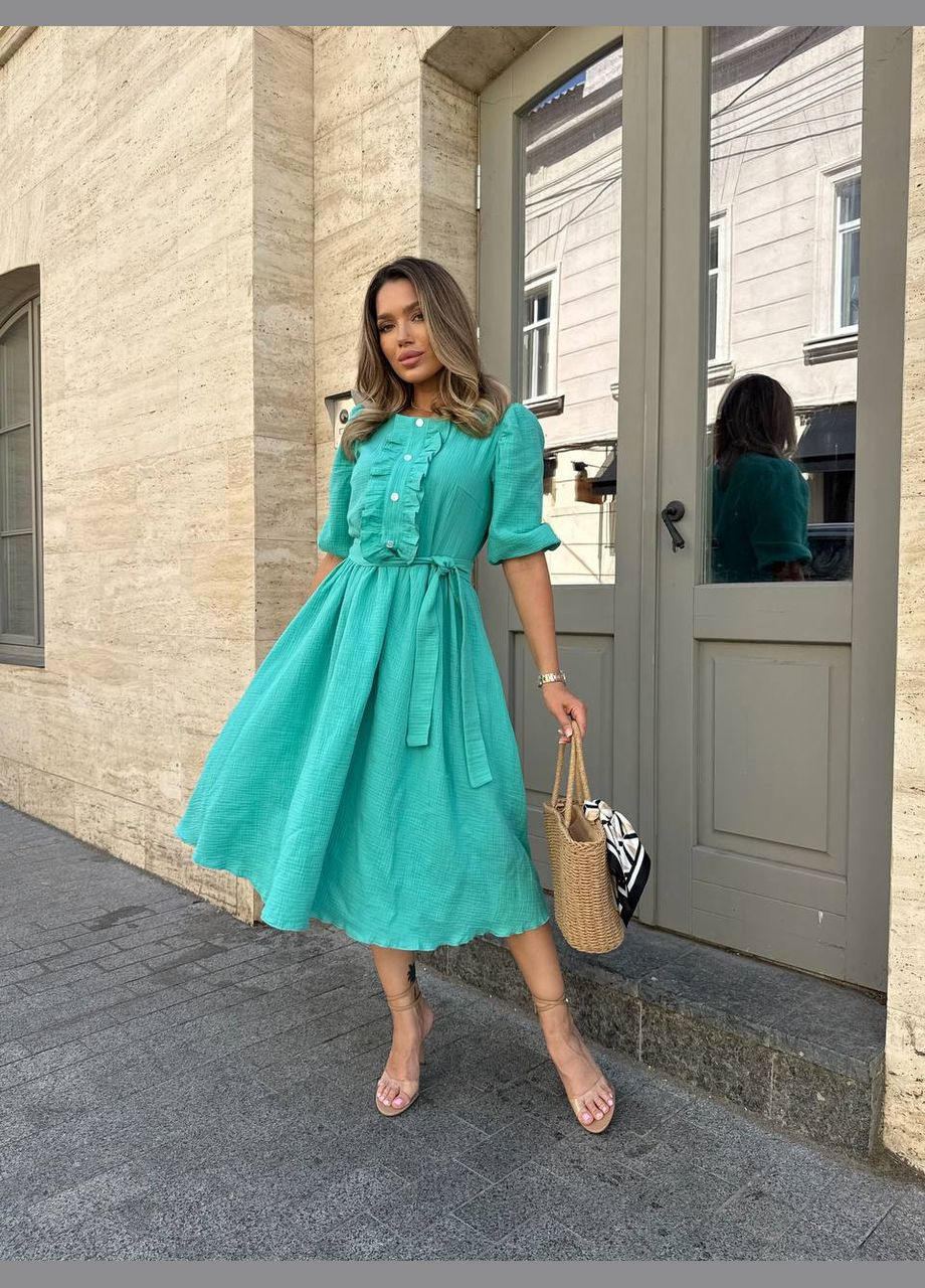 М'ятна кежуал сукня No Brand однотонна