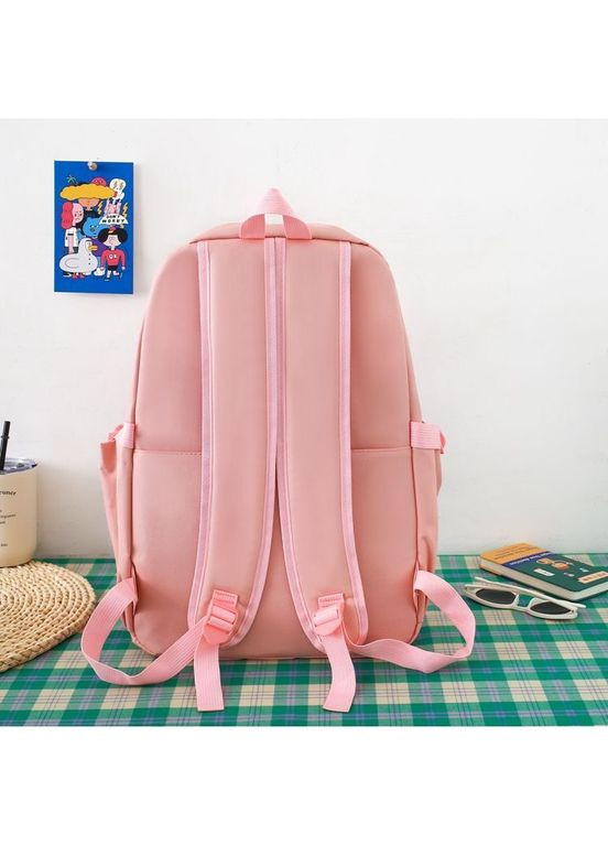 Шкільний набір 5 в 1 рюкзак, сумка-шопер, пенал, сумочка-клатч через плече, сумочка-мішечок рожевий 1309 No Brand (362475097)