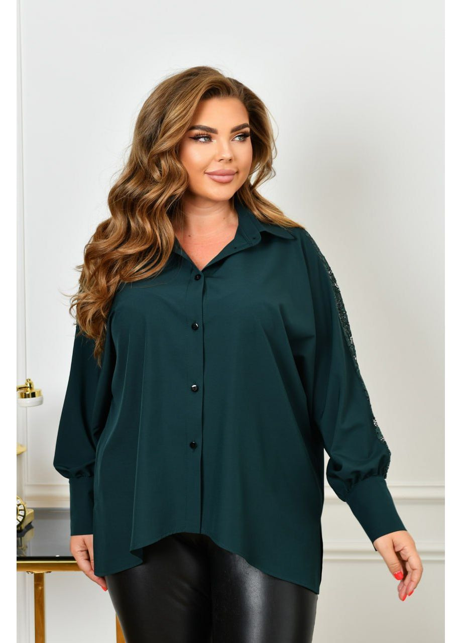 Темно-зелена блуза вільного силуету із софту No Brand