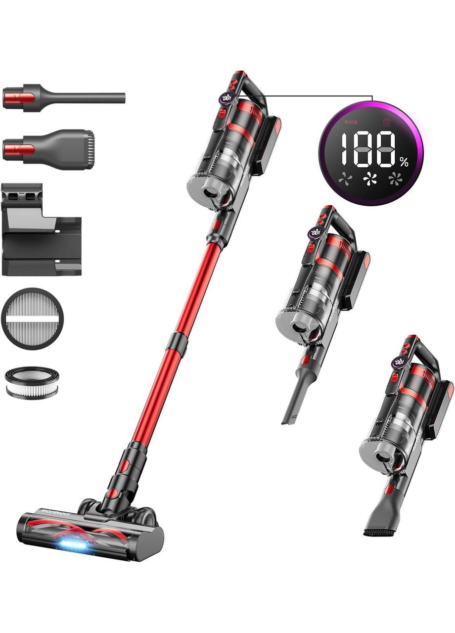 Вертикальний пилосос HOMPANY SmartVac 13 червоний бездротовий для дому No Brand (317405792)