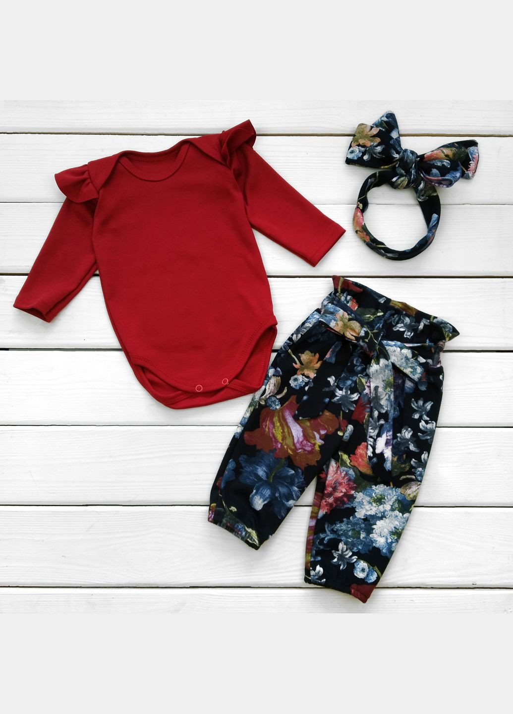 Комбінований демісезонний стильний комплект для дівчинки з трьох предметів rose червоний;синій dexter's