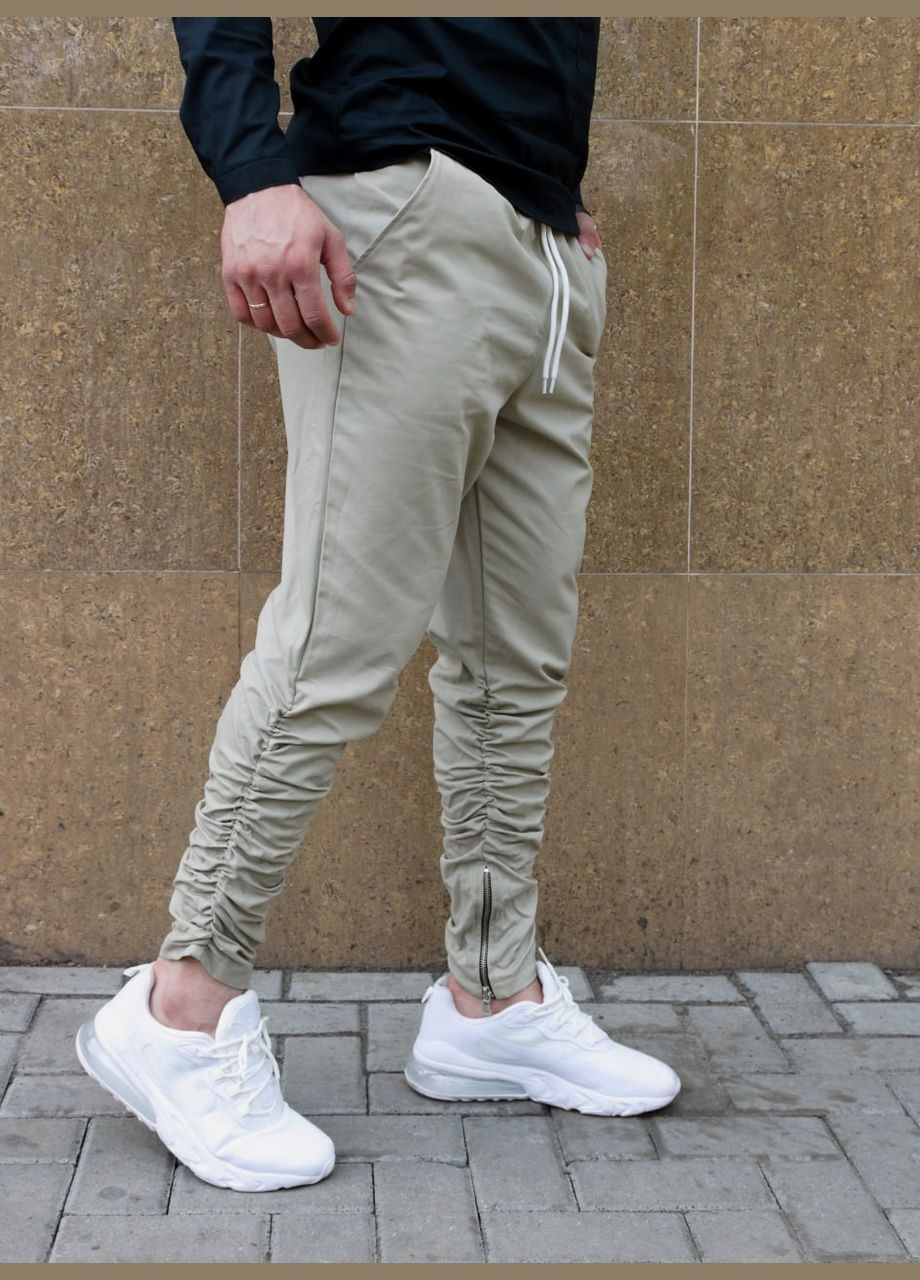 Серые демисезонные брюки No Brand