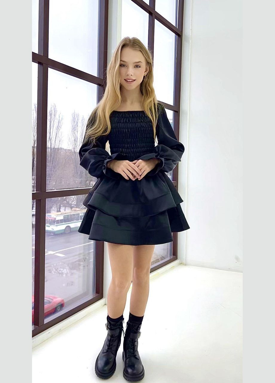 Чорна ошатна сукня для дівчинки чорна 127187 No Brand (322433813)