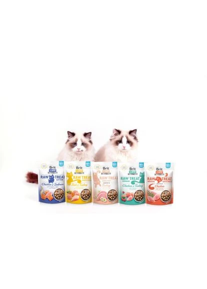 Ласощі для котів Brit Raw Treat Hair & Skin Freeze-dried з рибою та індичкою, 40 г Brit Care (380761815)