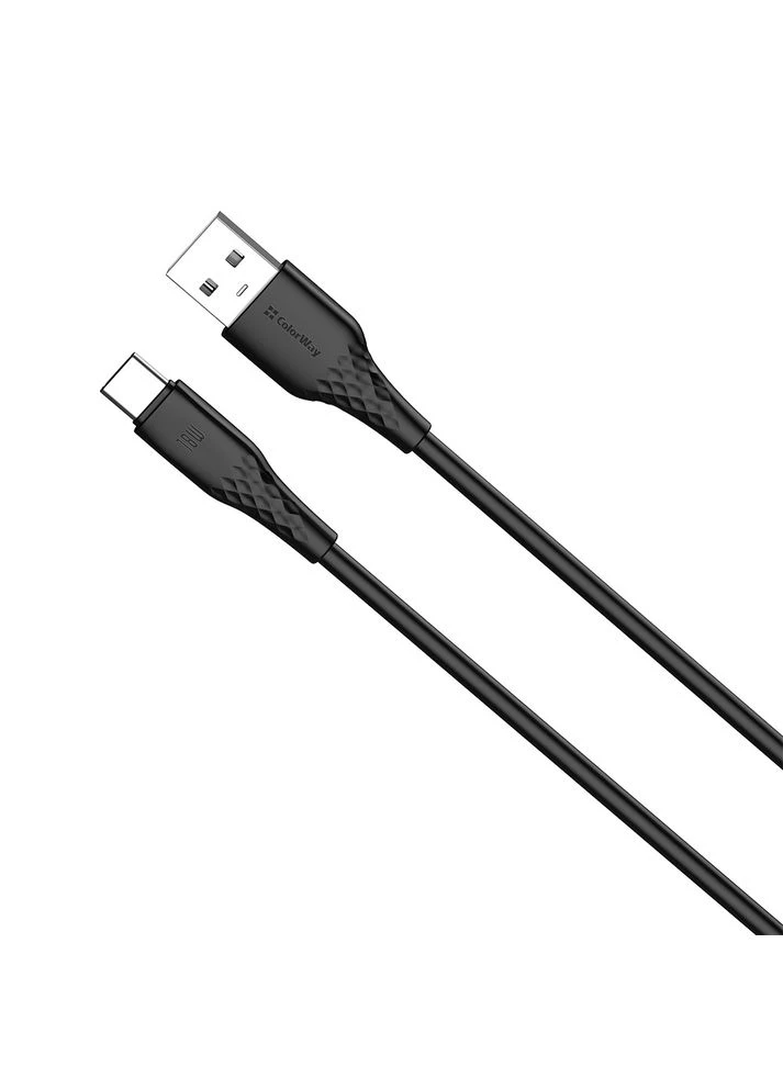 Кабель USB - USB Type-C (M/M), textured PVC, 3А, 1 м, Черный (CW-CBUC094-BK) Colorway (394763324)
