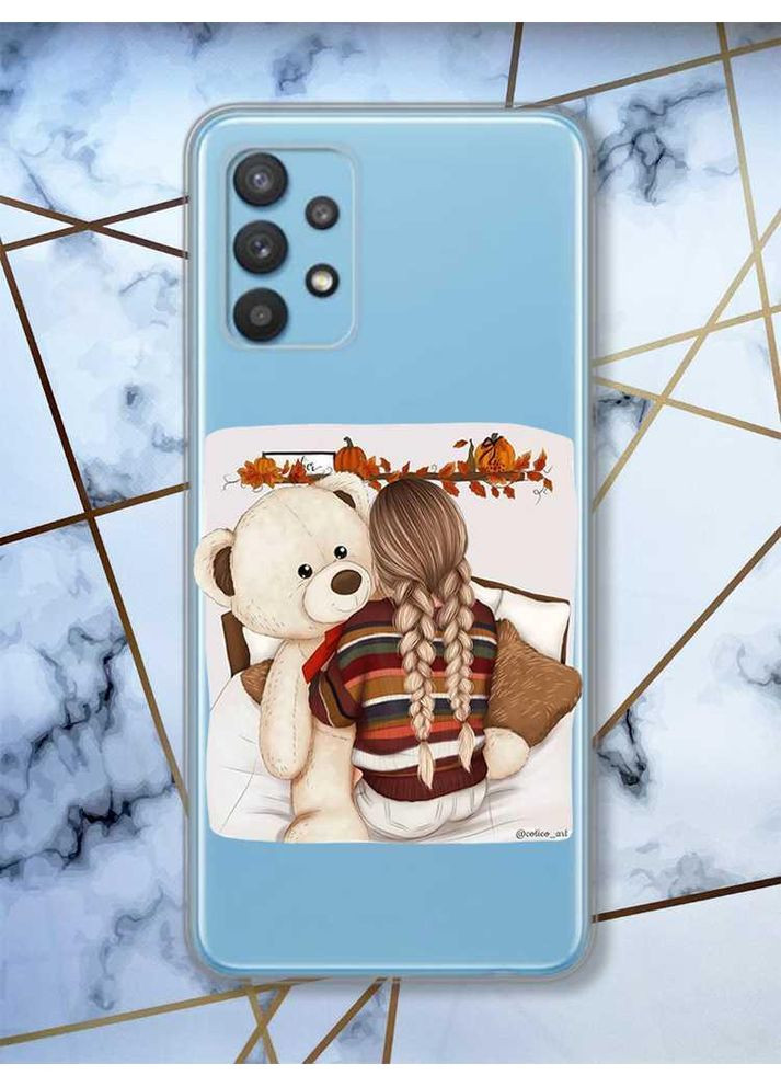 Прозорий чохол на Samsung Galaxy A32 дизайн Дівчинка з ведмедиком принт 117 Creative (359498961)