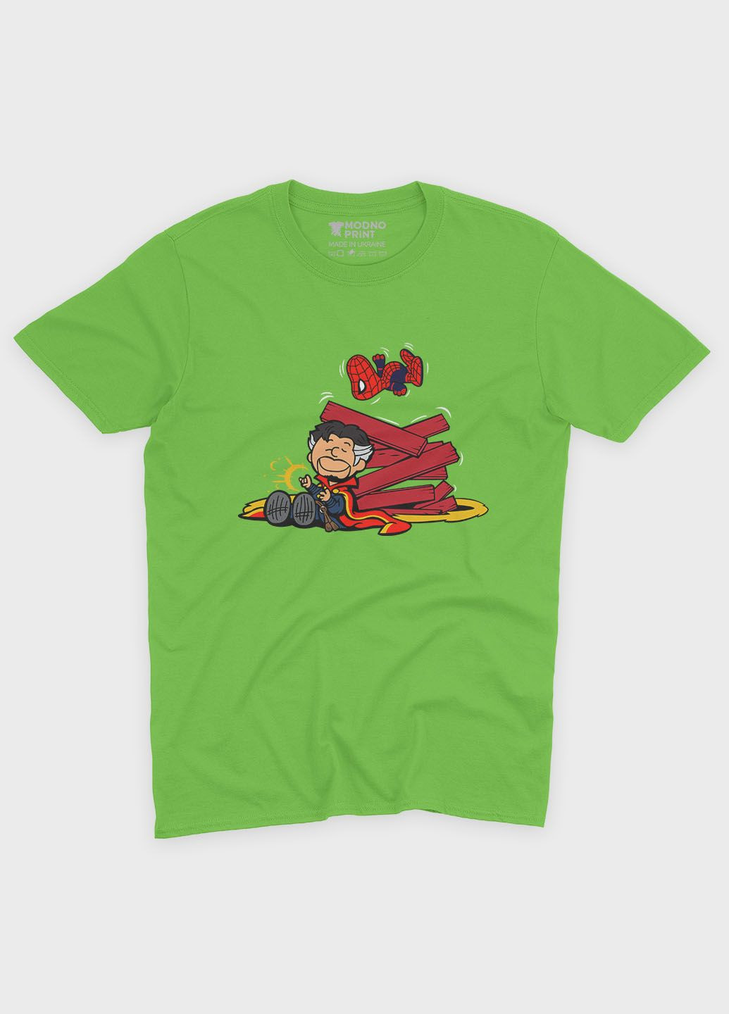 Салатова демісезонна футболка для дівчинки з принтом супергероя - доктор стрендж (ts001-1-kiw-006-020-009-g) Modno
