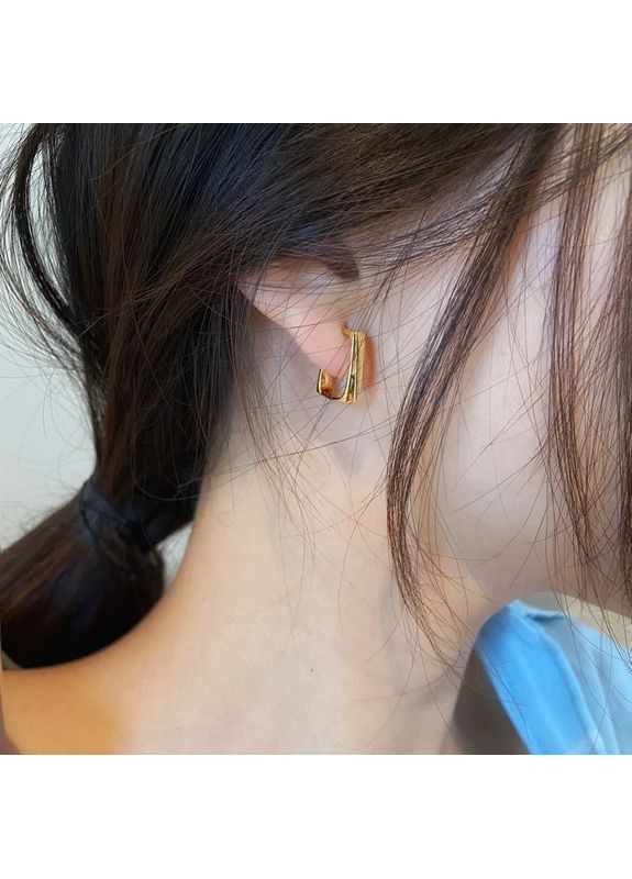 Серьги женские пусеты/гвоздики квадратные золотистые No Brand (354818152)