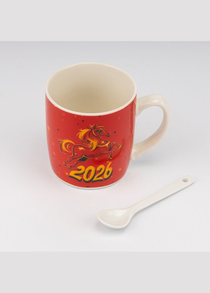 Чашка с ложкой новогодняя Год Коноди 200 мл 8 см 19250-003 No Brand (346152430)