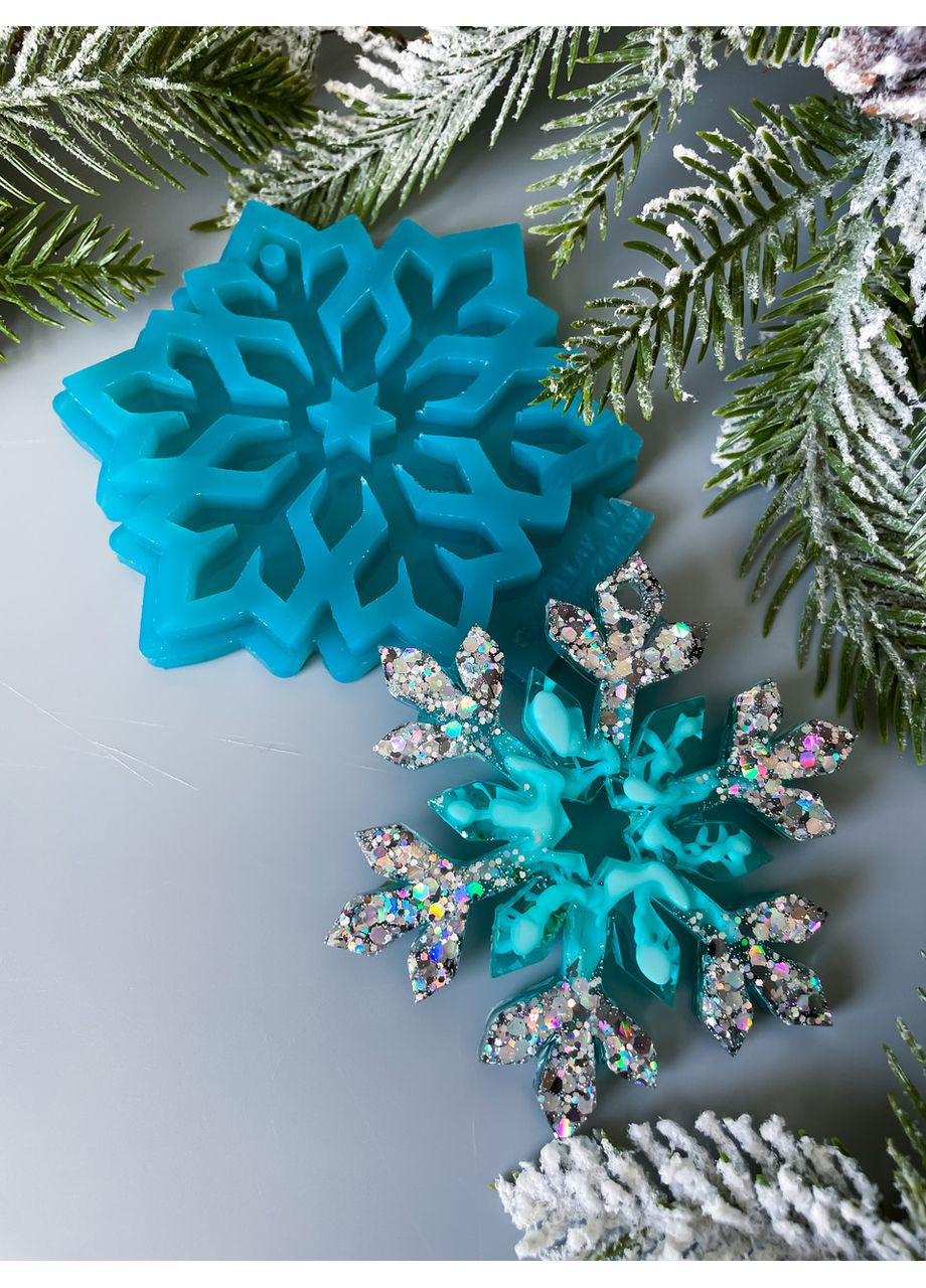 Молд Снежинка 4 для новогодних игрушек на елку силиконовая форма для эпоксидной смолы No Brand (370567047)