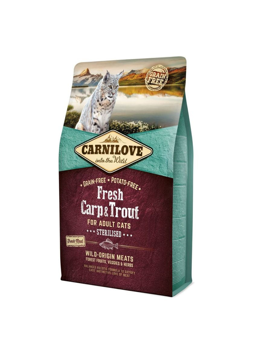 Корм для кошек стерилизованных Fresh Carp & Trout 2 кг, с карпом и форелью Carnilove (293408340)