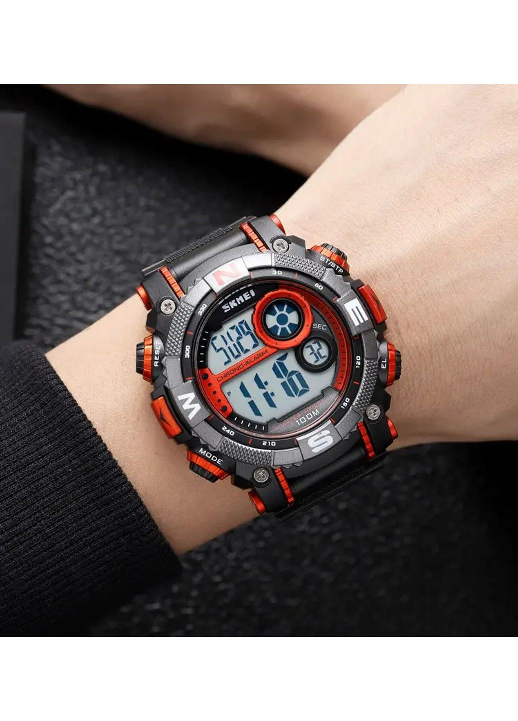 Мужские наручные кварцевые часы 1887 (Черный с красным) Skmei (314483367)