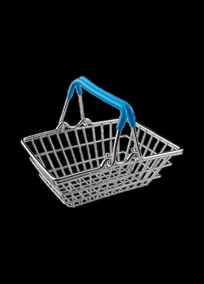Декоративная миникорзина из супермаркета серебряная голубая -1021 No Brand (277635659)