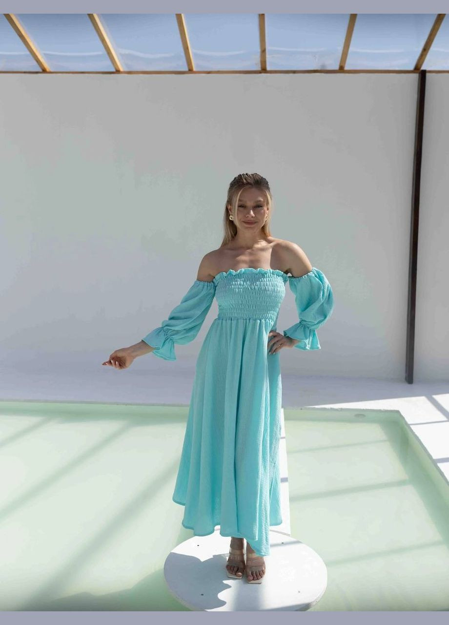 Бирюзовое повседневный, вечернее платье Україна однотонное