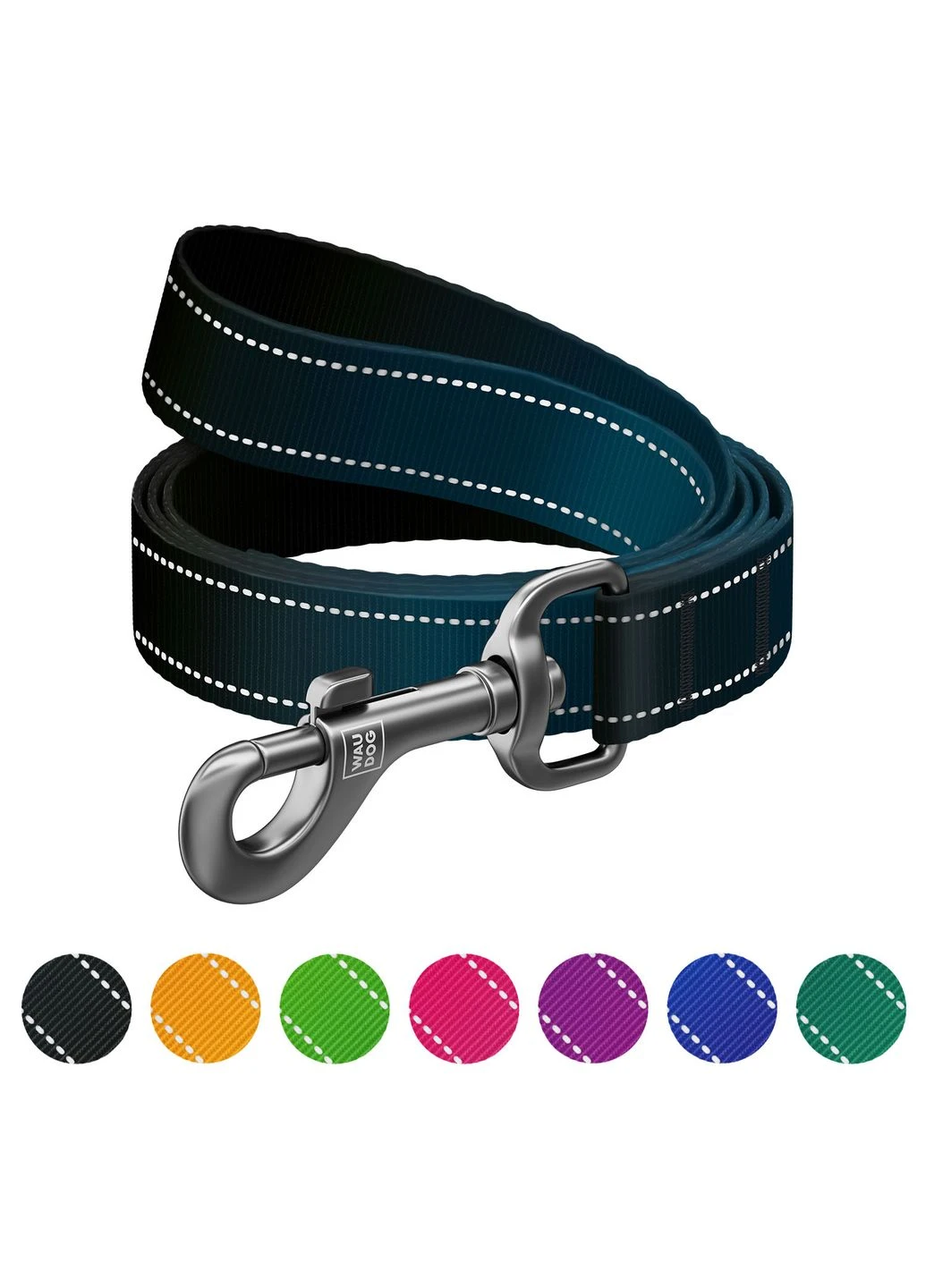 Поводок для собак нейлоновый Nylon Mono, светоотражающий, M, Ш 20 мм, Длинна 300 см, черный WAUDOG (326836547)