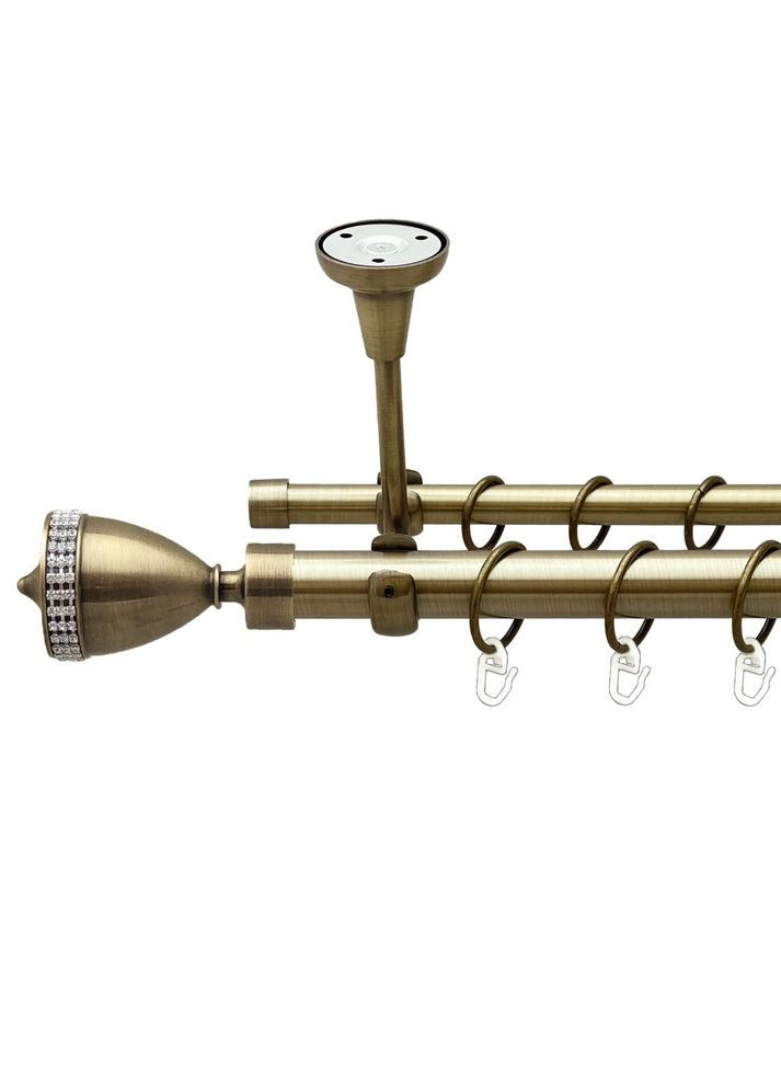 Карниз Етернія металевий дворядний відкритий до стелі гладка труба Антик 25\16 мм 200 см (00-00018499) ORVIT (300690962)