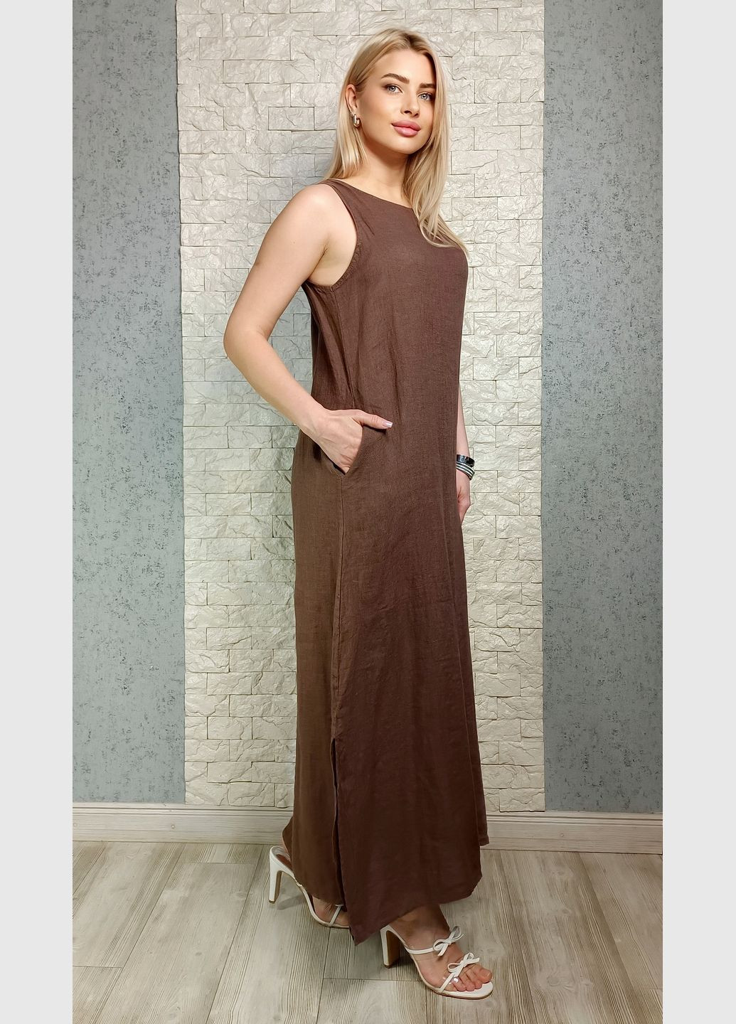 Коричневое повседневный, кэжуал платье а-силуэт di classe однотонное