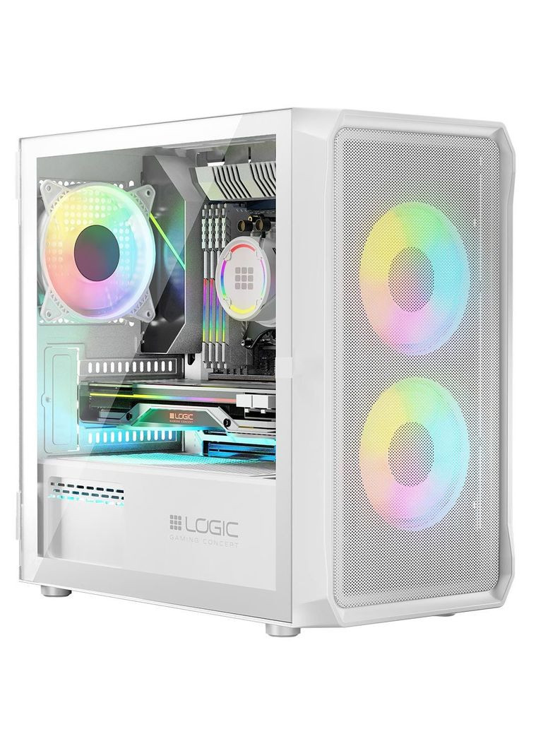 Корпус PORTOS MESH+GLASS ARGB fans 3x120mm WHITE без БП mATX Logic Concept (314833584)
