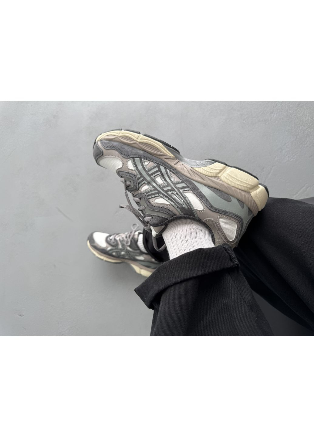 Сірі Осінні кросівки чоловічі asics gel nyc grey white gore-tex | асікс гель-нюк сірі No Brand